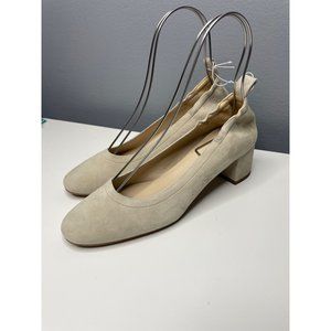 EVERLANE the Italian leather day heel in tan suede size 8